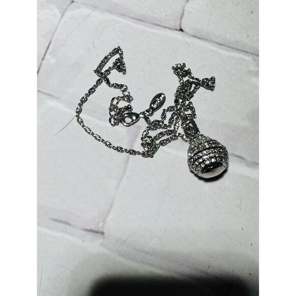 Traci Lynn Clear Crystal 3D Chandelier Pendant Signed Necklace 20" - Picture 1 of 6
